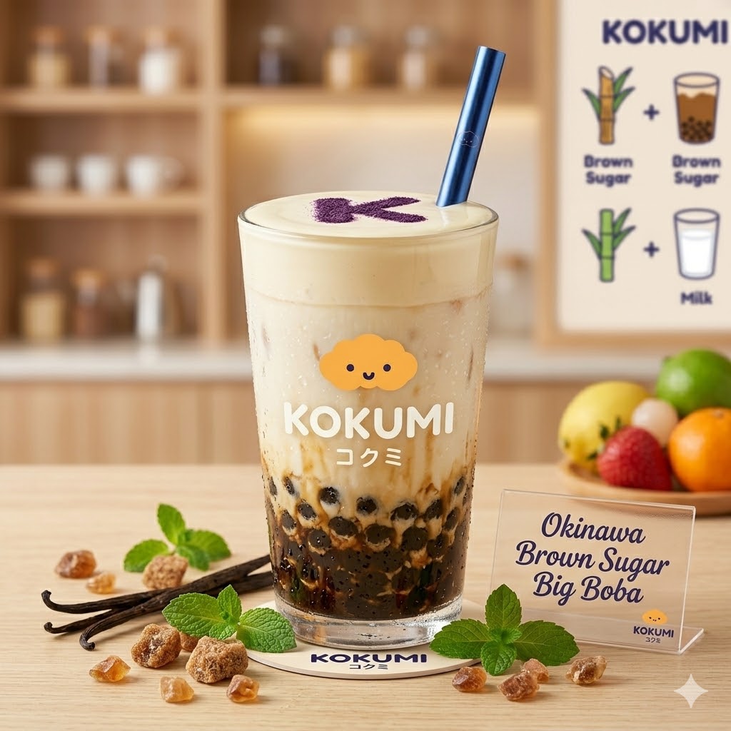 Okinawa Brown Sugar Big Boba – Okinawa syrup dengan fresh milk dan boba
